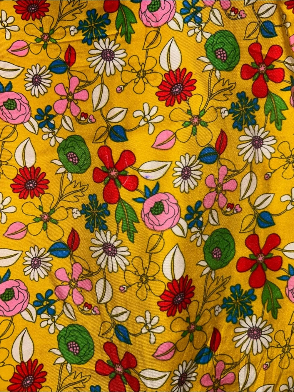 Boden Mustard Floral Puff Sleeve Blouse | Retro Print
